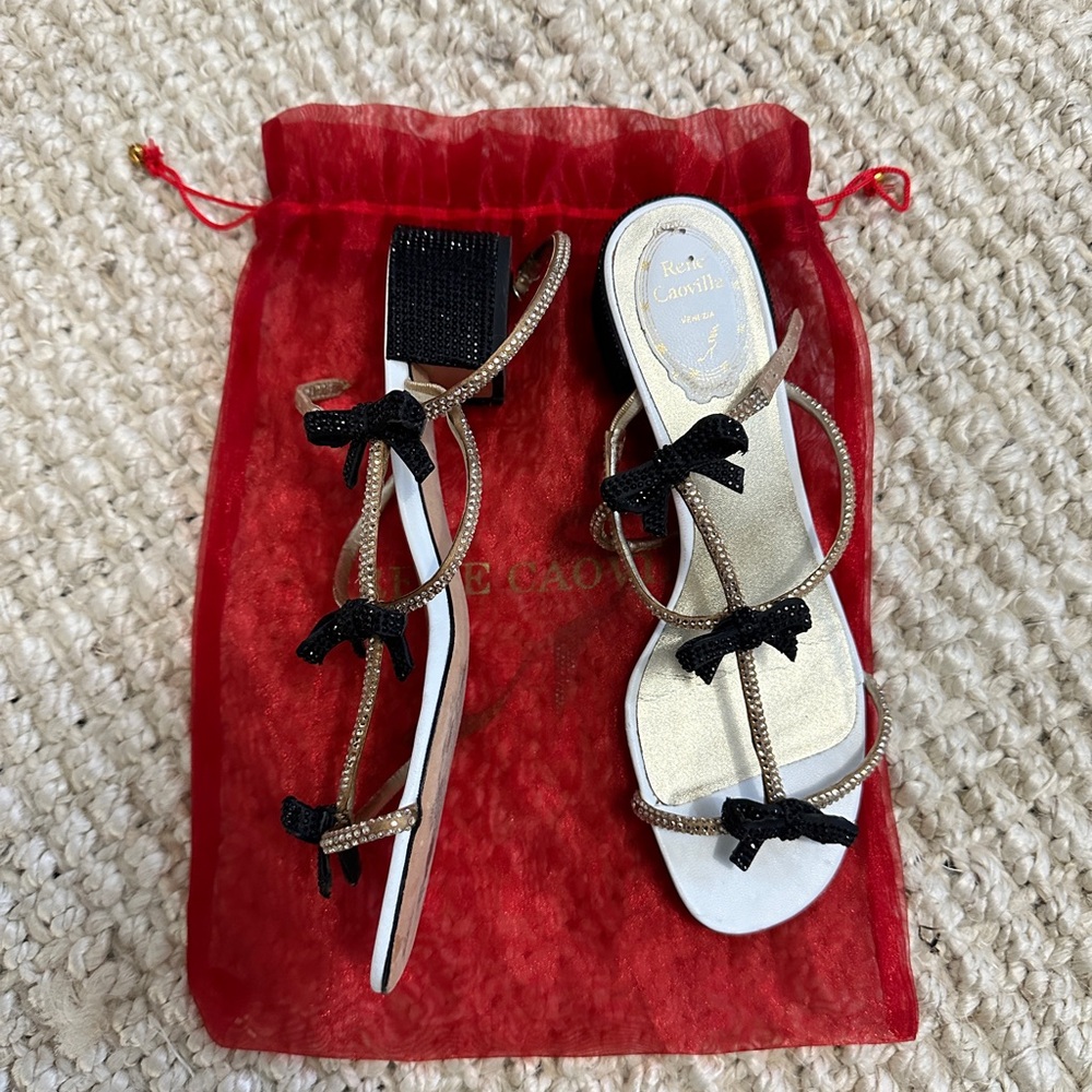 SOLD Rene Caovilla Caterina Sandals 39 Gold / Black